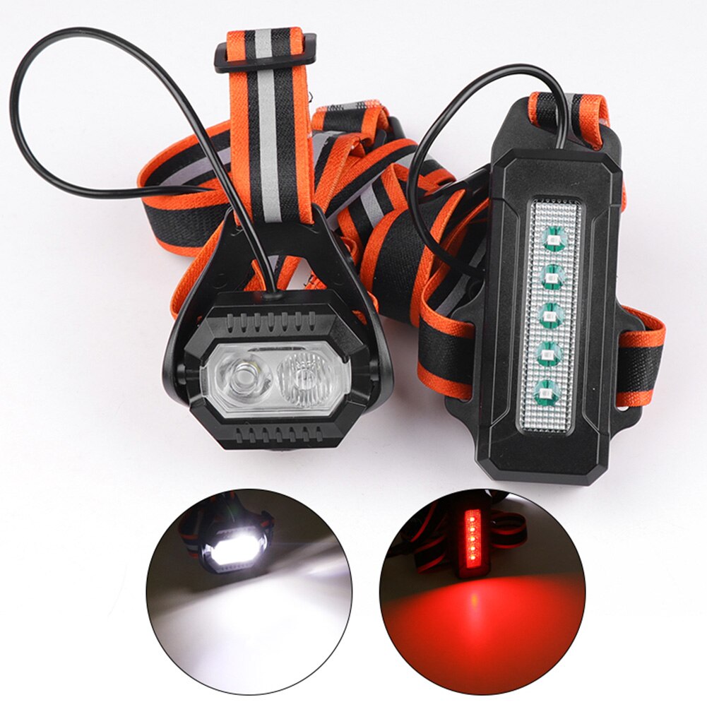 야외 T6 LED 손전등 야간 실행 경고등 USB 충전 가슴 램프, 하이킹 캠핑 안전 도구 스포츠 실행 조명